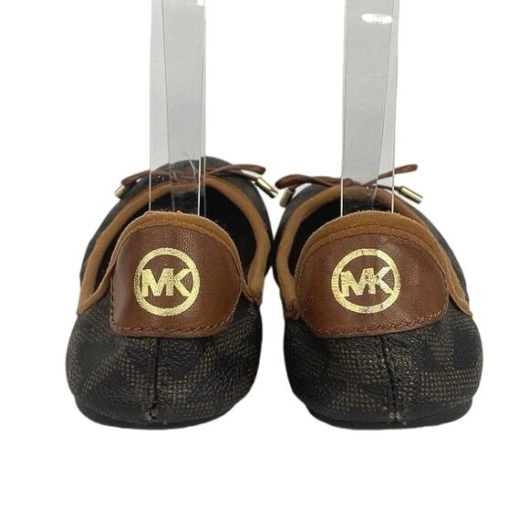 Michael Kors Brown City-Logo Print Bow Accent Slip On Ballerina Comfort Flats 6 - Picture 3 of 4